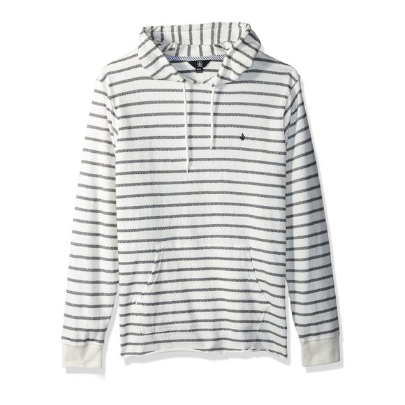 Volcom Other - Volcom White Striped Pullover Hoodie Sweatshirt L